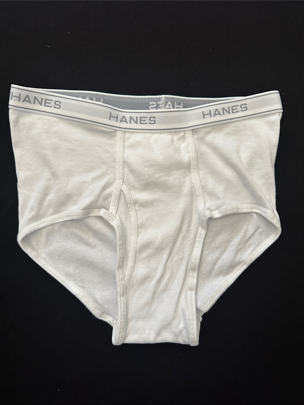 Hanes Men's White Cotton Briefs with Logo Waistband